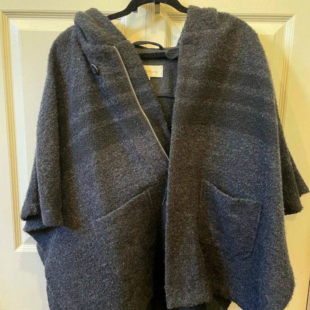 Aritzia Golden By Tna xxs/xs Velasco Heather Wool Blend Hooded Cape oversized